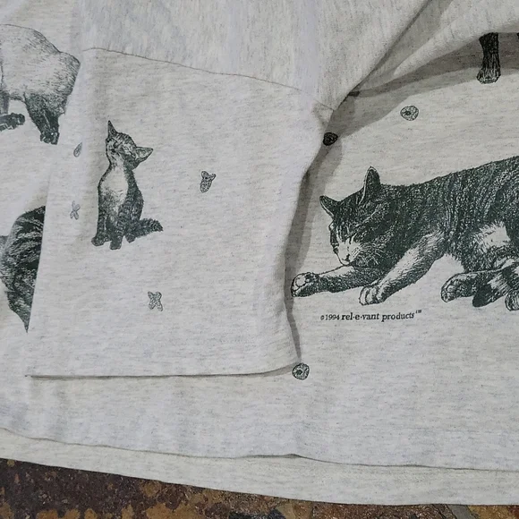 Vintage All Over Print Cat tshirt Cat lover Vintage tshirt - Picture 7 of 8